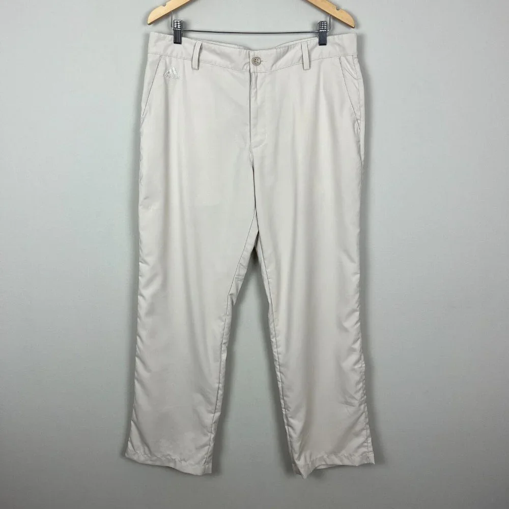 Adidas Climalite Pants Mens 34x30 * Beige Athletic‎ Chino Golf Sport Lightweight